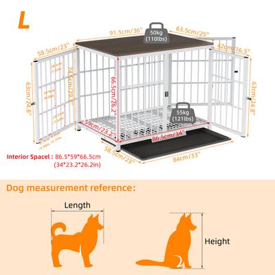 Show full view: BingoPaw Wooden 3-Door Furniture Style Dog & Cat Crate End Table with Removable Tray, White, Large slide 5 of 11