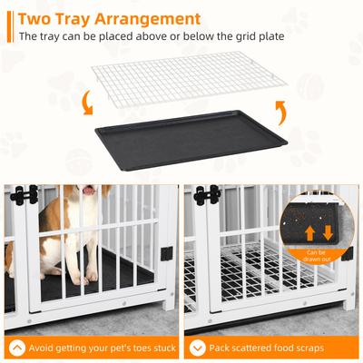 Show full view: BingoPaw Wooden 3-Door Furniture Style Dog & Cat Crate End Table with Removable Tray, White, Large slide 6 of 11