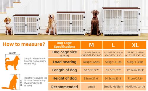 Show full view: BingoPaw Wooden 3-Door Furniture Style Dog & Cat Crate End Table with Removable Tray, White, Large slide 9 of 11