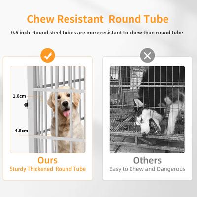 Show full view: BingoPaw Wooden 3-Door Furniture Style Dog & Cat Crate End Table with Removable Tray, White, Medium slide 5 of 11