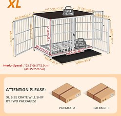 BingoPaw Wooden 3-Door Furniture Style Dog & Cat Crate End Table with Removable Tray, White, X-Large slide 2 of 9
