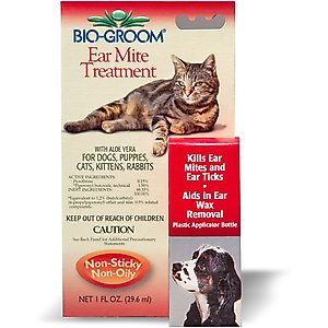 Bio-Groom Medication for Ear Mites for Dogs & Cats, 1-fl oz bottle