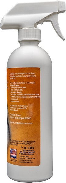 Show full view: Bio-Groom So-Quick Drying Aid Spray for Dogs & Cats, 16-fl oz bottle slide 2 of 4