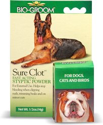 Bio-Groom Sure Clot Fast Acting Styptic Powder for Dogs, Cats & Birds, 0.5-oz bottle