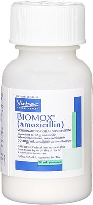 Show full view: Biomox (Amoxicillin) Oral Suspension for Dogs, 50 mg/mL 30-mL slide 3 of 7