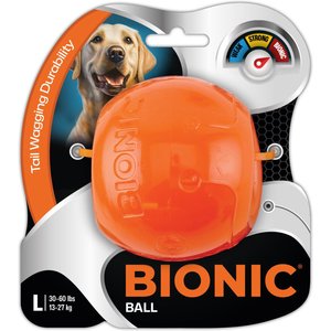 Bionic Ball Tough Fetch Dog Chew Toy, Orange, Large: 3.5-in