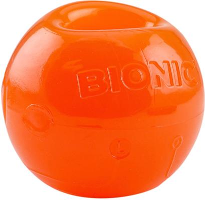 Show full view: Bionic Ball Tough Fetch Dog Chew Toy, Orange, Large: 3.5-in slide 3 of 10
