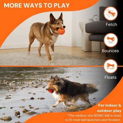 Show full view: Bionic Ball Tough Fetch Dog Chew Toy, Orange, Large: 3.5-in slide 5 of 10