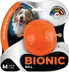 Bionic Ball Tough Fetch Dog Chew Toy, Orange, Medium: 2.6-in