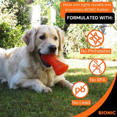 Show full view: Bionic Bone Tough Treating Dog Chew Toy, Orange, Large: 6-in slide 6 of 9