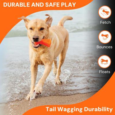 Show full view: Bionic Bone Tough Treating Dog Chew Toy, Orange, Large: 6-in slide 4 of 9