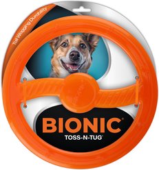 Bionic Toss-N-Tug Tough Dog Fetch Toy, Orange, Large: 9-in