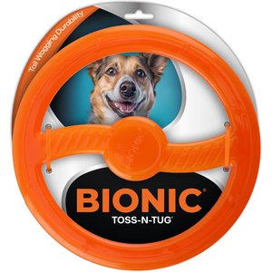 Bionic Toss-N-Tug Tough Dog Fetch Toy, Orange, Large: 9-in