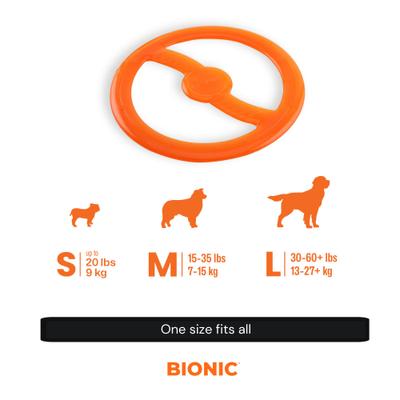 Show full view: Bionic Toss-N-Tug Tough Dog Fetch Toy, Orange, Large: 9-in slide 8 of 9