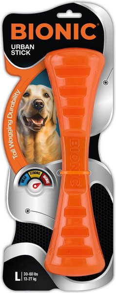 Show full view: Bionic Urban Stick Tough Treating Dog Chew Toy, Orange, Large: 10-in slide 1 of 9
