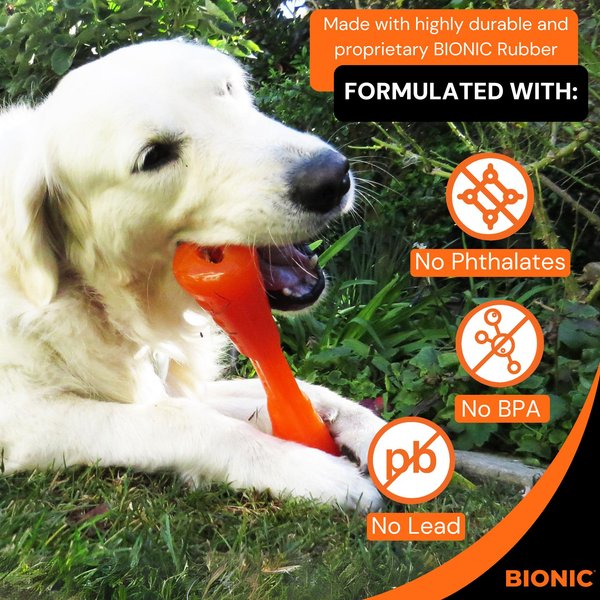 Show full view: Bionic Urban Stick Tough Treating Dog Chew Toy, Orange, Large: 10-in slide 6 of 9