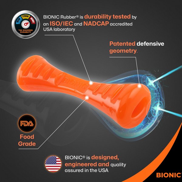 Show full view: Bionic Urban Stick Tough Treating Dog Chew Toy, Orange, Large: 10-in slide 5 of 9