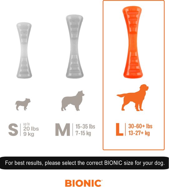 Show full view: Bionic Urban Stick Tough Treating Dog Chew Toy, Orange, Large: 10-in slide 3 of 9