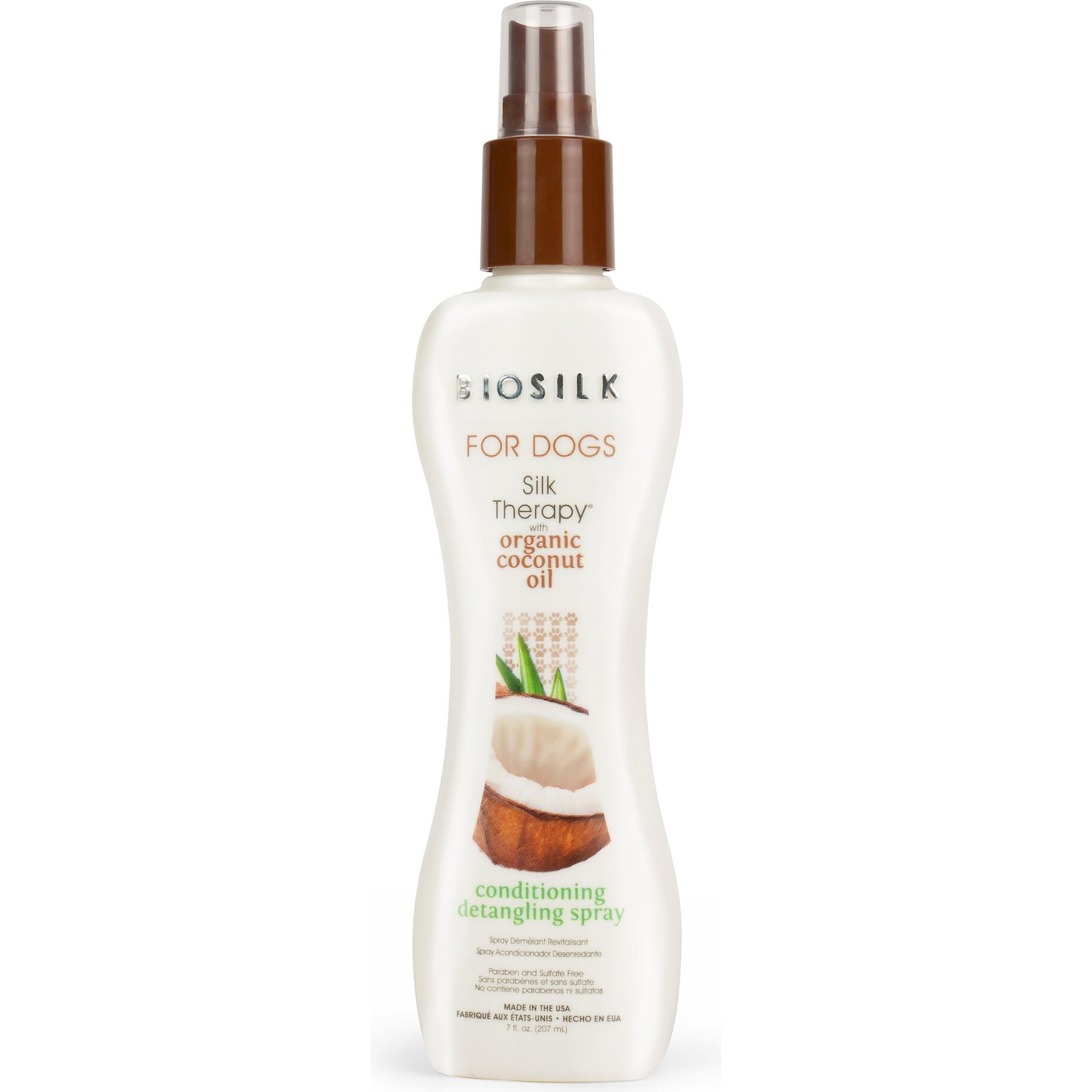 BioSilk Silk Therapy Organic Coconut Oil Conditioning & Detangling Dog Spray, 7-fl oz bottle