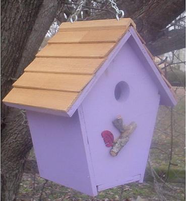 Show full view: Bird Houses by Mark Cabin Bird House, Lavender slide 2 of 3