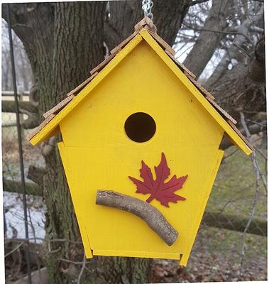 Show full view: Bird Houses by Mark Cabin Bird House, Yellow slide 2 of 4