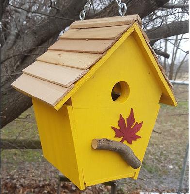 Show full view: Bird Houses by Mark Cabin Bird House, Yellow slide 3 of 4