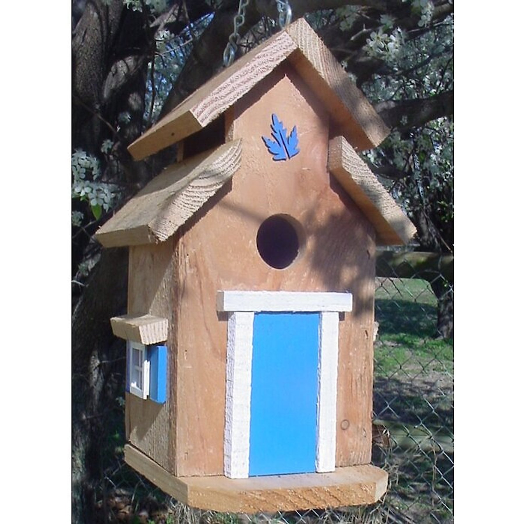 Bird Houses by Mark Cedar Cottage Bird House, Blue