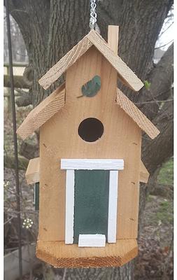 Show full view: Bird Houses by Mark Cedar Cottage Bird House, Green slide 1 of 5