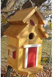 Bird Houses by Mark Cedar Cottage Bird House, Red