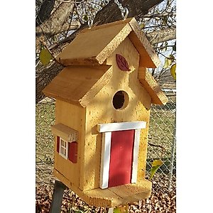 Bird Houses by Mark Cedar Cottage Bird House, Red