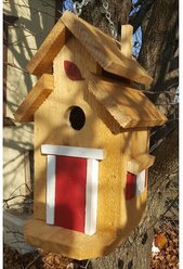 Bird Houses by Mark Cedar Cottage Bird House, Red slide 2 of 3