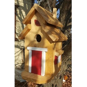 Bird Houses by Mark Cedar Cottage Bird House, Red