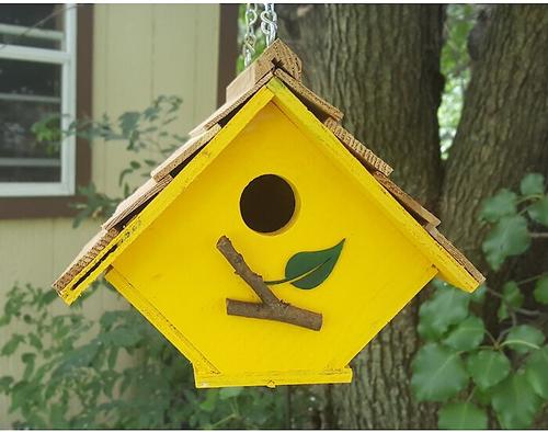 Show full view: Bird Houses by Mark Chalet Wren Bird House, Yellow slide 2 of 4