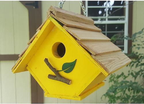 Show full view: Bird Houses by Mark Chalet Wren Bird House, Yellow slide 3 of 4