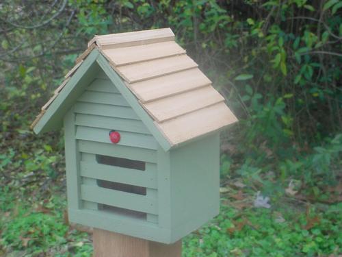 Show full view: Bird Houses by Mark Homestead Ladybug Bird House, Sage slide 3 of 4
