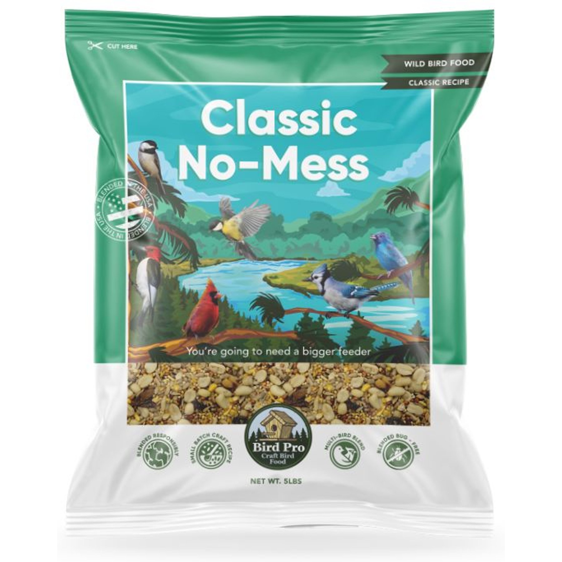 Bird Pro Classic No-Mess Bird Food, 5-lb bag