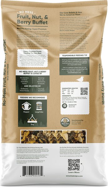 Show full view: Bird Pro No-Mess Fruit, Nut, & Berry Buffet Holistic Bird Food, 18-lb bag slide 2 of 4