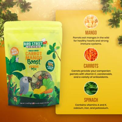 Show full view: Bird Street Bistro Carrot Mango Boost Seed Blend Pellet Bird Food, 2-oz bag slide 3 of 6