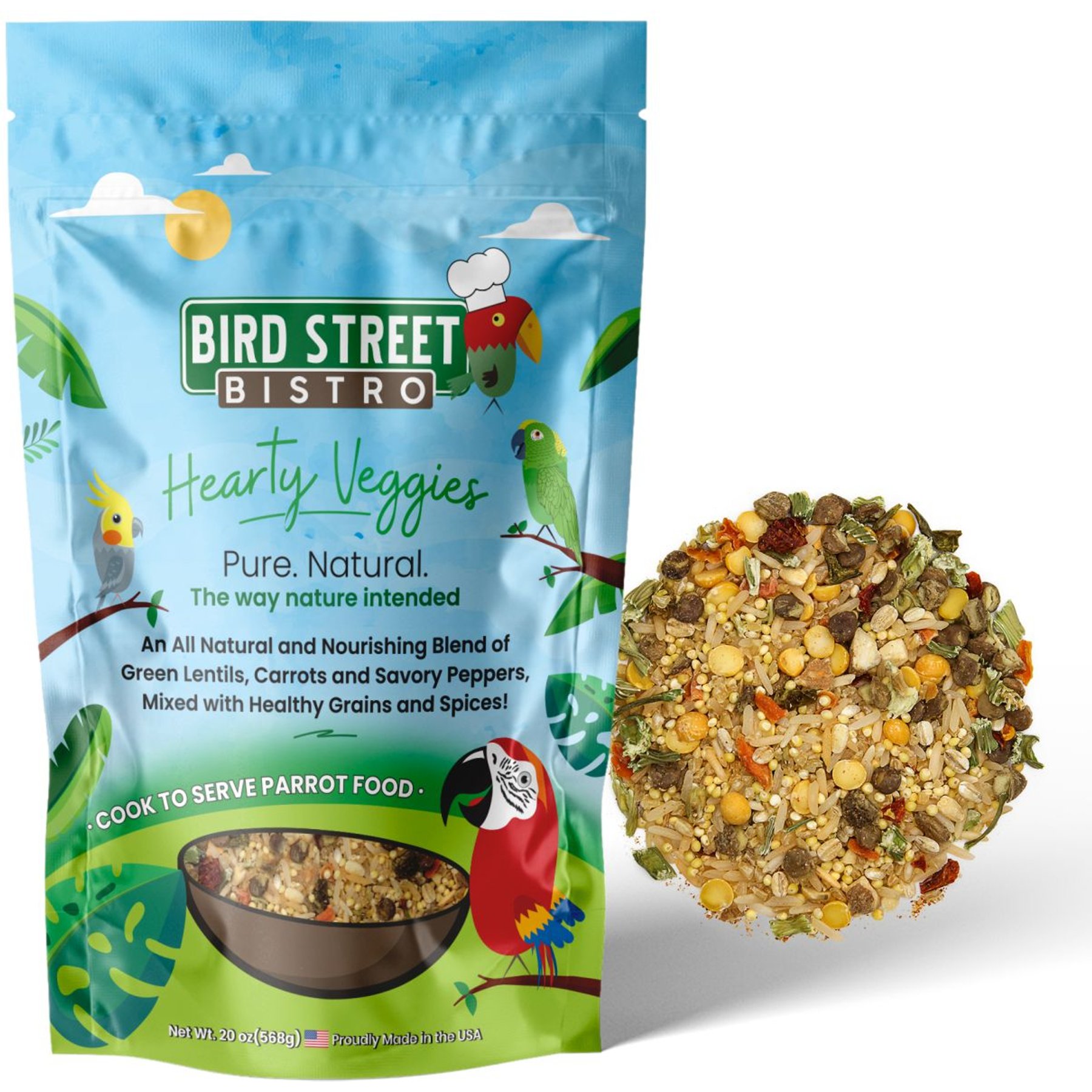 Bird Street Bistro Hearty Veggies Cook To Serve Bird Food, 20-oz bag