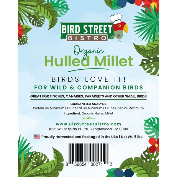 Bird Street Bistro Organic Hulled Millet Bird Seed, 5-lb bag