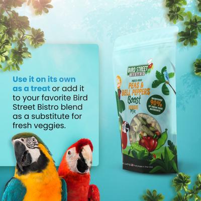 Show full view: Bird Street Bistro Peas & Bell Peppers Boost Seed Blend Pellet Bird Food, 2-oz bag slide 4 of 6