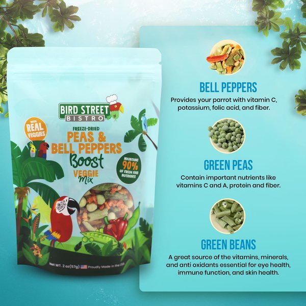 Bird Street Bistro Peas & Bell Peppers Boost Seed Blend Pellet Bird Food, 2-oz bag