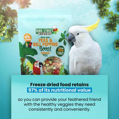 Show full view: Bird Street Bistro Peas & Bell Peppers Boost Seed Blend Pellet Bird Food, 2-oz bag slide 5 of 6