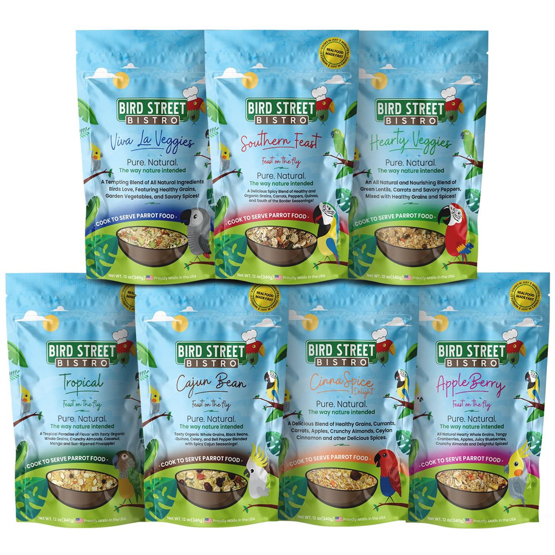 Bird Street Bistro Variety Pack Cook To Serve Bird Food, 7 count