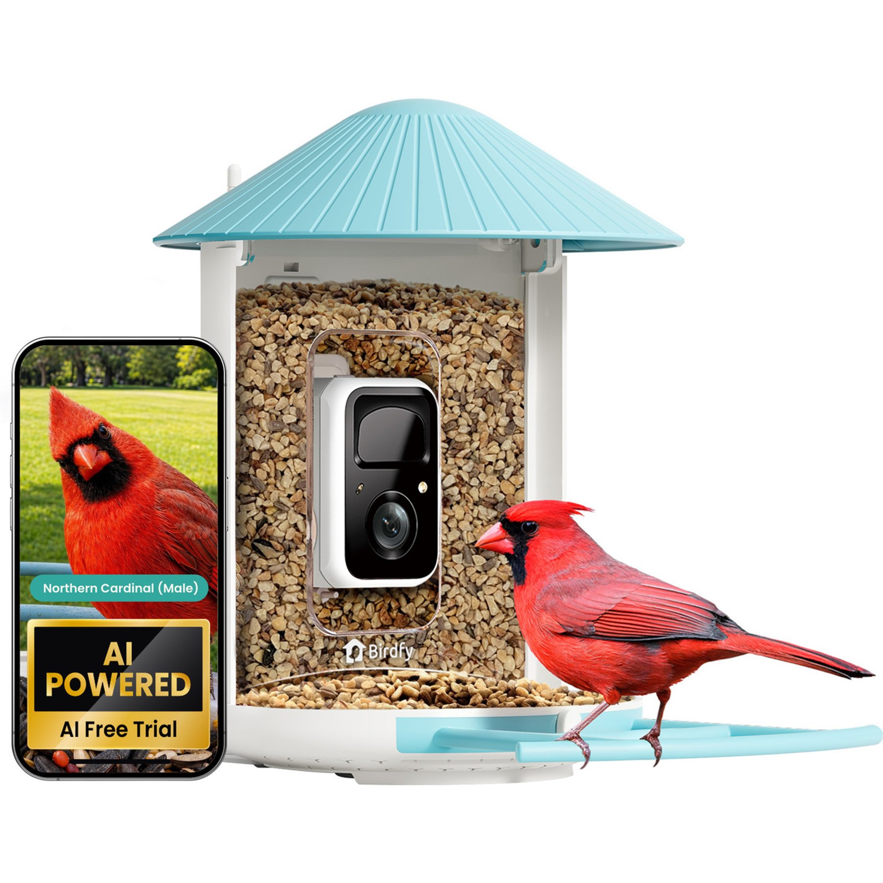 Birdfy Smart Bird Feeder Camera AI Recognition, 1.5L