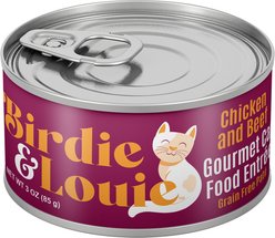 Birdie & Louie Chicken & Beef Pate Wet Cat Food, 3-oz, case of 12