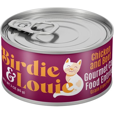 Birdie & Louie Birdie & Louie Chicken & Beef Pate Wet Cat Food, 3-oz, case of 12