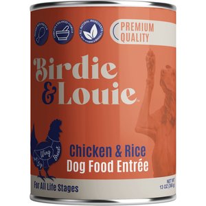 Birdie & Louie Chicken & Rice Flavored Pate Canned Dog Food, 13-oz, case of 12