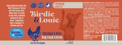 Show full view: Birdie & Louie Chicken & Rice Flavored Pate Canned Dog Food, 13-oz, case of 12 slide 3 of 6