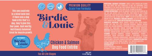 Show full view: Birdie & Louie Chicken & Salmon Flavored Canned Pate Dog Food, 13-oz, case of 12 slide 3 of 5